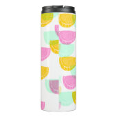 Waterverf Watermeloen Roze Groen Geel Patroon Thermosbeker (Achterkant)