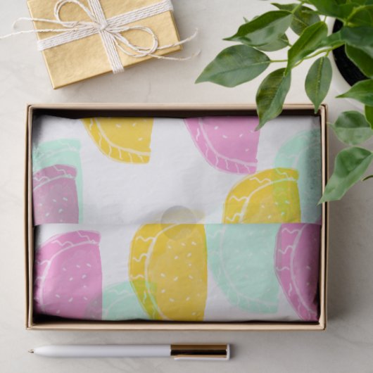 Waterverf Watermeloen Roze Groen Geel Patroon Tissuepapier (Geschenk)