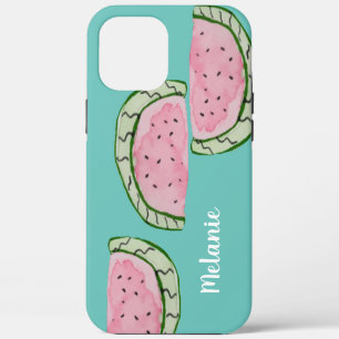 Waterverf Watermeloen Roze Teal Monogram iPhone 12 Pro Max Hoesje