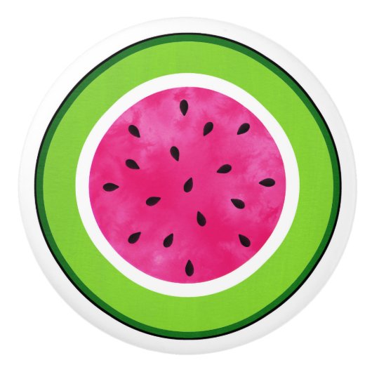 Waterverf Watermeloen Slice-Onderzetter Keramische Knop (Voorkant)