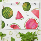 Waterverf Watermeloen theehanddoek voor uw keuken Theedoek (Gevouwen)