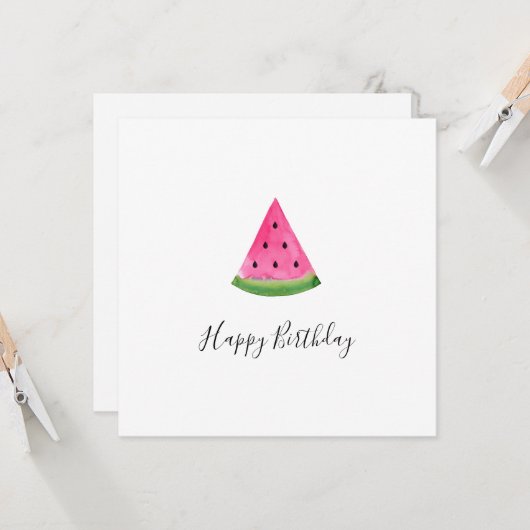 Waterverf Watermeloen Wedge Kaart (Voorkant / Achterkant in situ)