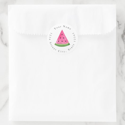 Waterverf Watermeloen Wedge Ronde Sticker (Tas)