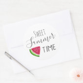 waterverf watermeloen zoete zomertijd ronde sticker (Envelop)