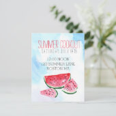 waterverf watermeloen zomerkoekje Uitnodiging (Staand voorkant)