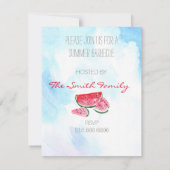 waterverf watermeloen zomerkoekje Uitnodiging (Achterkant)