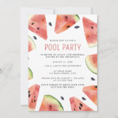Waterverf Watermeloen Zwembad Party Invitation Kaart (Voorkant)