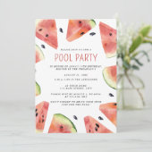 Waterverf Watermeloen Zwembad Party Invitation Kaart (Staand voorkant)