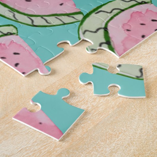 Waterverf Watermeloenen Doodles Pattern Legpuzzel (Zijkant)