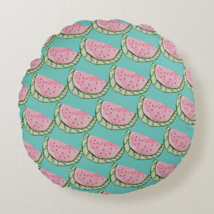 Waterverf Watermeloenen Doodles Pattern Rond Kussen