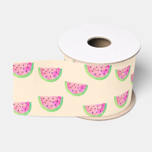 Waterverf Watermeloenen Grosgrain Lint (Spoel)