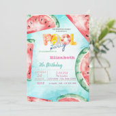 Waterverf Watermeloenen Zwembad Feestje Kaart (Staand voorkant)