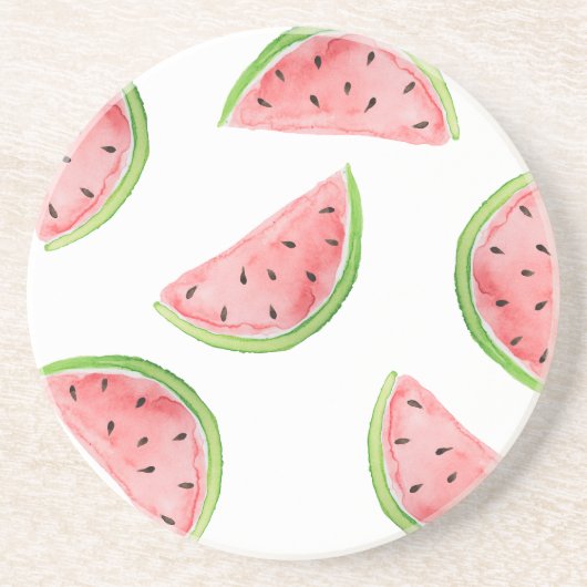 waterverf watermeloenslakken zandsteen onderzetter (Voorkant)