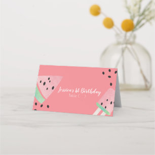Waterverf Watermelon Birthday Seeds Ice Cream Pop Plaatskaartje