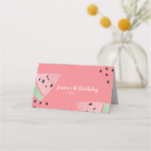 Waterverf Watermelon Birthday Seeds Pink Tent Plaatskaartje (Voorkant)