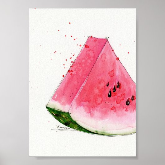 Waterverf, Watermelon Kitchen art Poster (Voorkant)