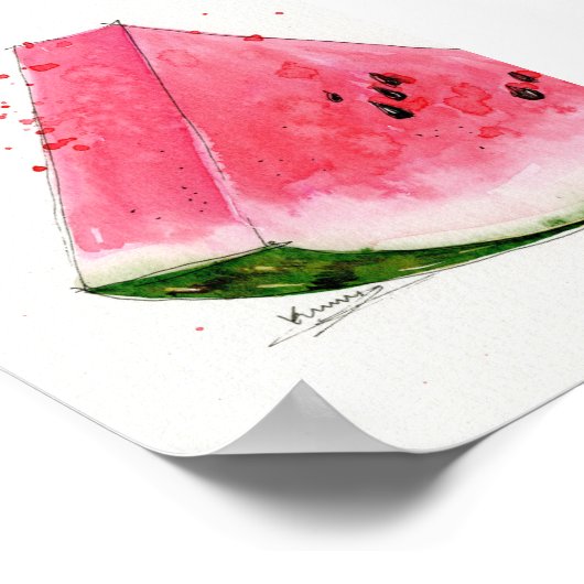 Waterverf, Watermelon Kitchen art Poster (Hoek)