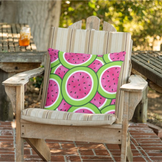 Waterverf Watermelon Slice Pattern Buitenkussen (Stoel)