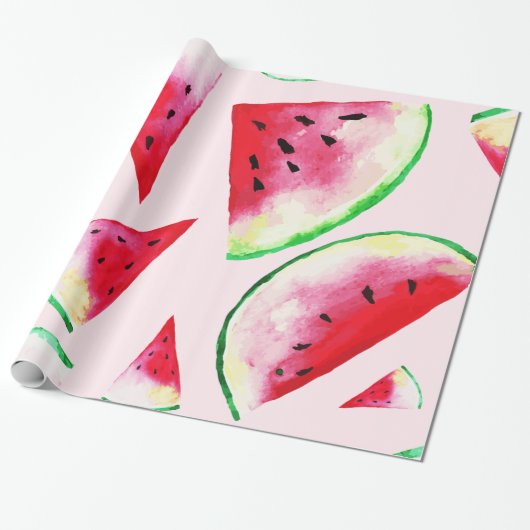 Waterverf Watermelon Slice Pattern Cadeaupapier (Uitgerold)