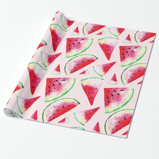 Waterverf Watermelon Slice Pattern Cadeaupapier (Uitgerold)