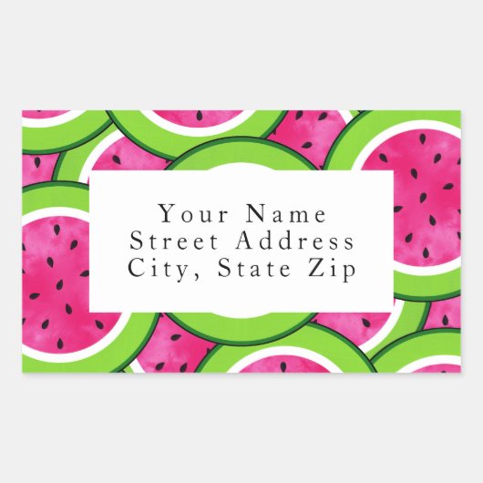 Waterverf Watermelon Slice Pattern Labels (Voorkant)