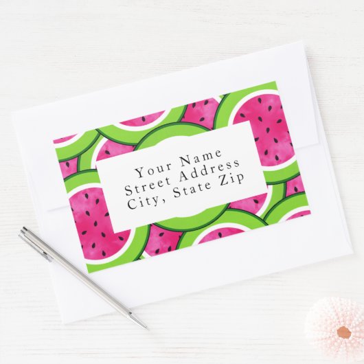 Waterverf Watermelon Slice Pattern Labels (Envelop)