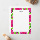 Waterverf Watermelon Slice Pattern Notitiekaartje (Voorkant / Achterkant in situ)