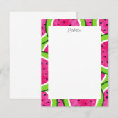 Waterverf Watermelon Slice Pattern Notitiekaartje (Voorkant / Achterkant)