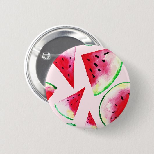 Waterverf Watermelon Slice Pattern Ronde Button 5,7 Cm (Voorkant /achterkant)