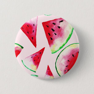 Waterverf Watermelon Slice Pattern Ronde Button 5,7 Cm