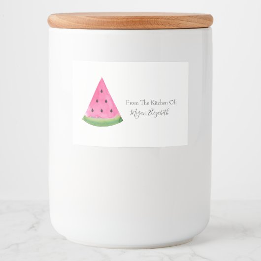 Waterverf Watermelon Slice Voedselcontainer Etiket (Voorkant)