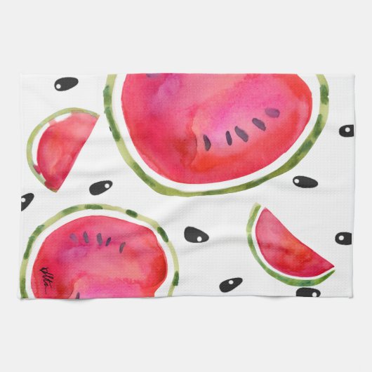 Waterverf Watermelon Tea Towel Theedoek (Horizontaal)