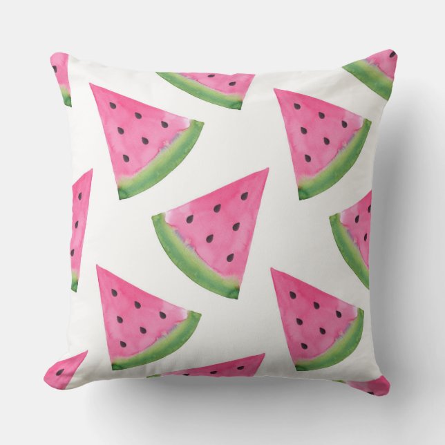 Waterverf Watermelon Wedge Patroon Buitenkussen (Voorkant)