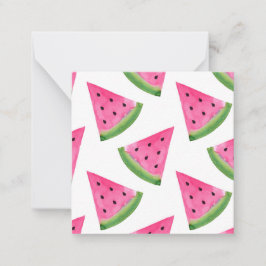 Waterverf Watermelon Wedge Patroon Notitiekaartje