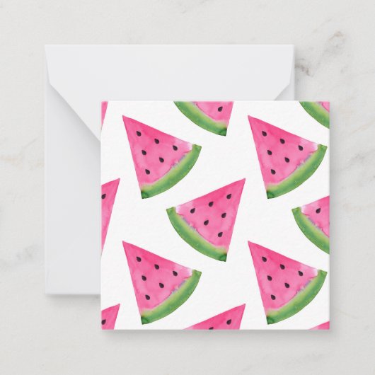 Waterverf Watermelon Wedge Patroon Notitiekaartje (Voorkant)