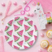Waterverf Watermelon Wedge Patroon Papieren Bordje (Feest)