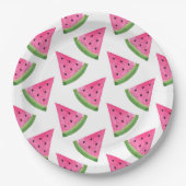 Waterverf Watermelon Wedge Patroon Papieren Bordje (Voorkant)