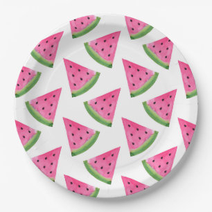 Waterverf Watermelon Wedge Patroon Papieren Bordje