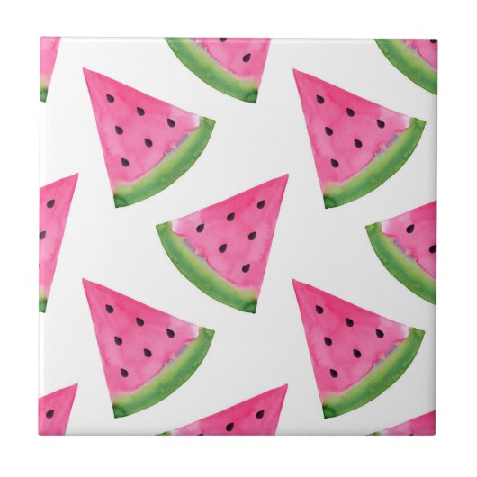 Waterverf Watermelon Wedge Patroon Tegeltje (Voorkant)