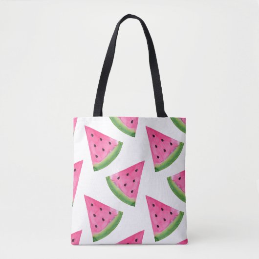 Waterverf Watermelon Wedge Patroon Tote Bag (Voorkant)