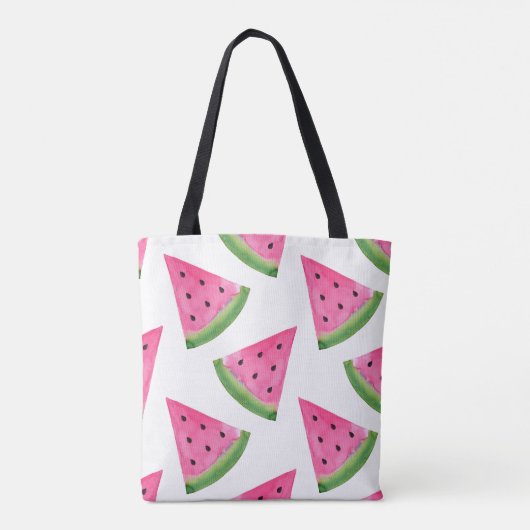 Waterverf Watermelon Wedge Patroon Tote Bag (Achterkant)