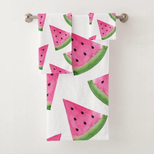 Waterverf Watermelon Wedges Bad Handdoek (Insitu)