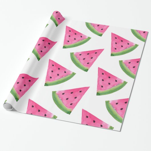 Waterverf Watermelon Wedges Cadeaupapier (Uitgerold)