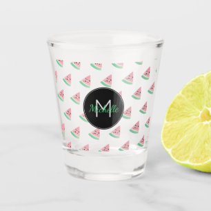 Waterverf Watermelonmonogram Aangepast aangepast Shot Glas