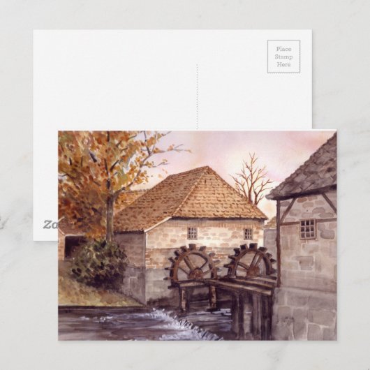 Waterverf watermolen Schilderen door Farida Greenf Briefkaart (Voorkant / Achterkant)