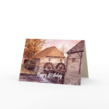 Waterverf watermolen Schilderen door Farida Greenf