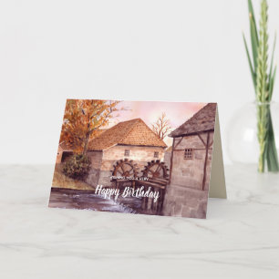 Waterverf watermolen Schilderen door Farida Greenf Kaart