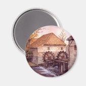 Waterverf watermolen Schilderen door Farida Greenf Magneet (Voorkant / Achterkant)