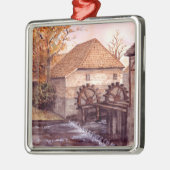 Waterverf watermolen Schilderen door Farida Greenf Metalen Ornament (Links)