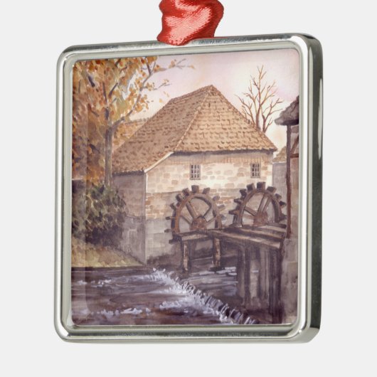Waterverf watermolen Schilderen door Farida Greenf Metalen Ornament (Links)